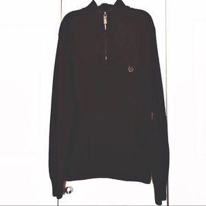 Chaps Black Long Sleeve Zipper Front Cotton Sweater